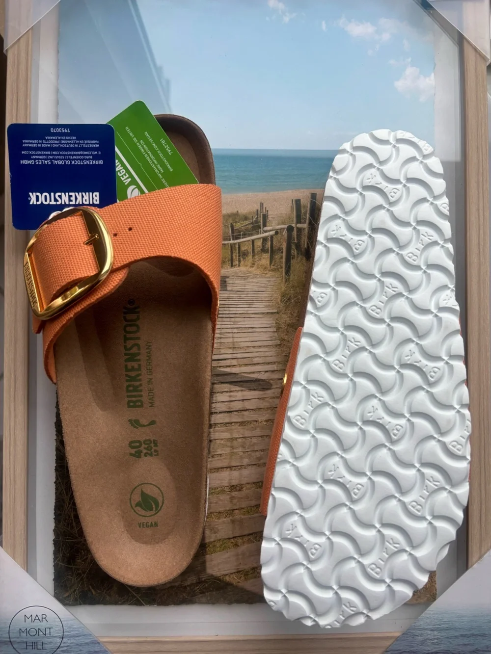 Birkenstock 💅 Madrid Papaya Big Buckle Textile Canvas Sandal Slide 40 Wmns 9 9.5 - Picture 1 of 6